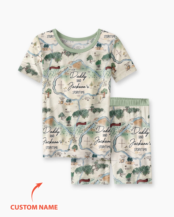 Mommy Daddy And Me Bedtime Story Family Matching Bamboo Two Piece Short Sleeve Shorts Pajama Set
