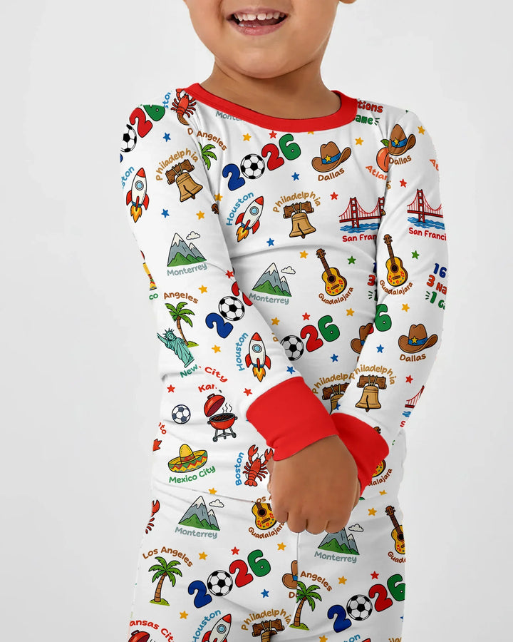 Soccer Cup Host Cities 2026 Bamboo Two Piece Long Sleeve Pajama Set