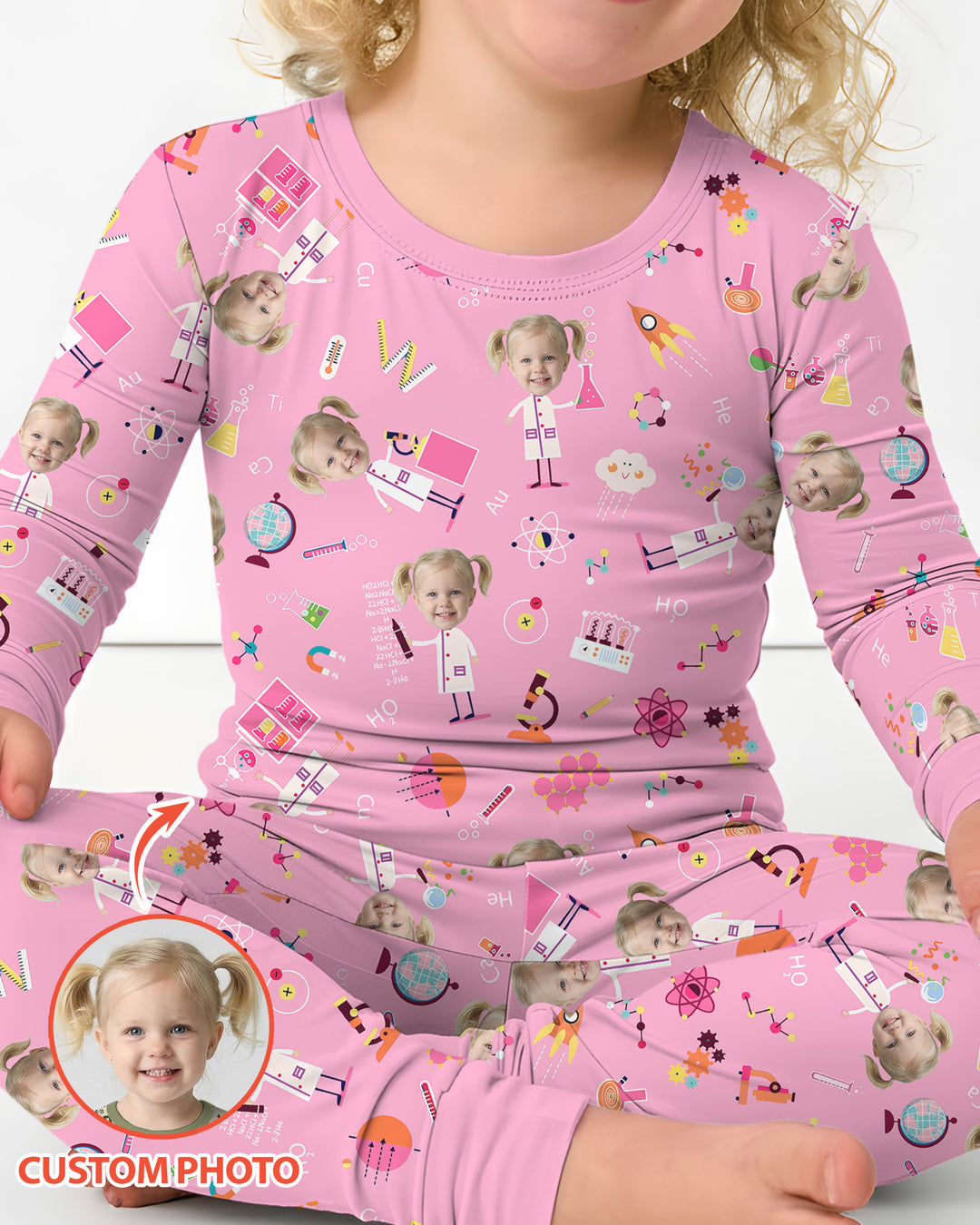 Custom Image Chemical Laboratory Bamboo Two Piece Long Sleeve Pajama Set