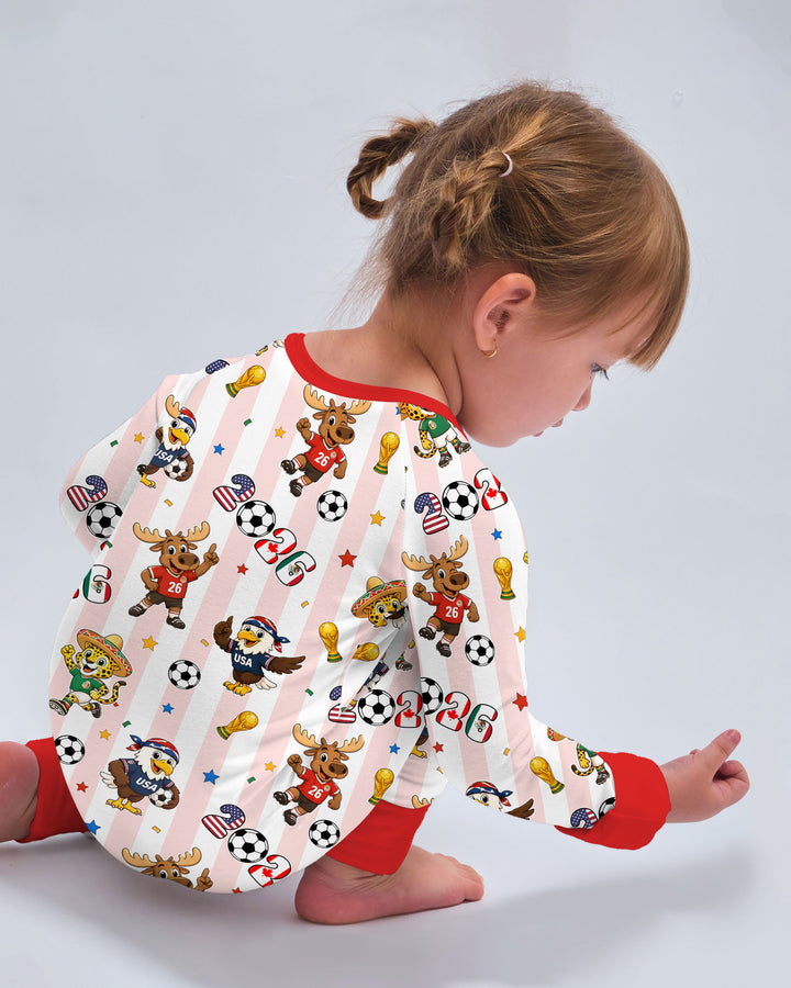 Striped Cute Mascots Soccer Cup 2026 Bamboo Convertible Zippy