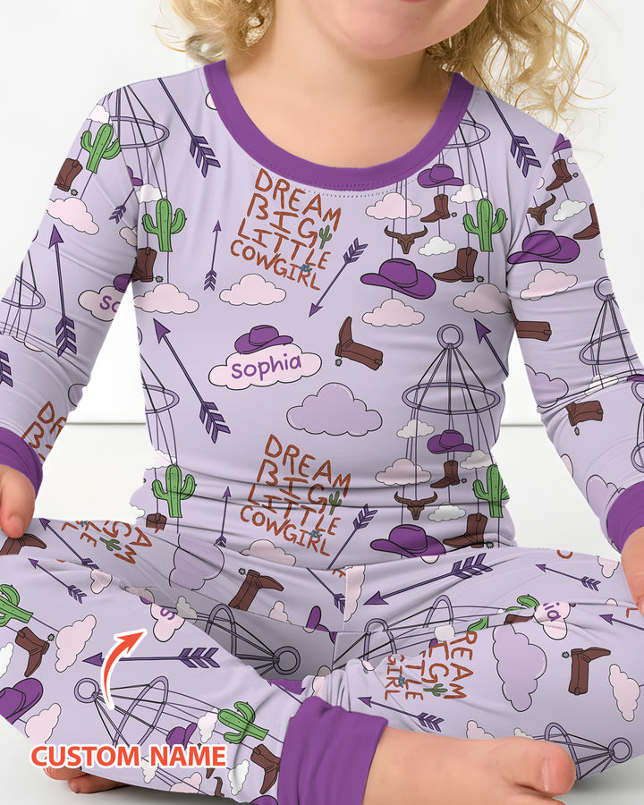 Litlle Cowboy Sis Bro Matching  Bamboo Two Piece Long Sleeve Pajama Set
