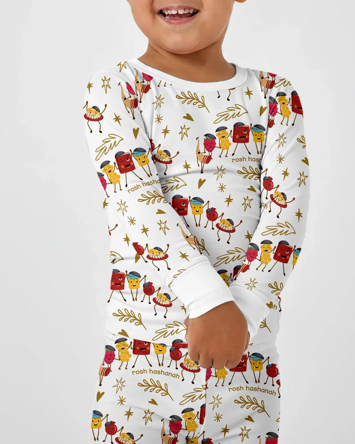 Let's Celebrate Rosh Hashanah Bamboo Two Piece Long Sleeve Pajama Set