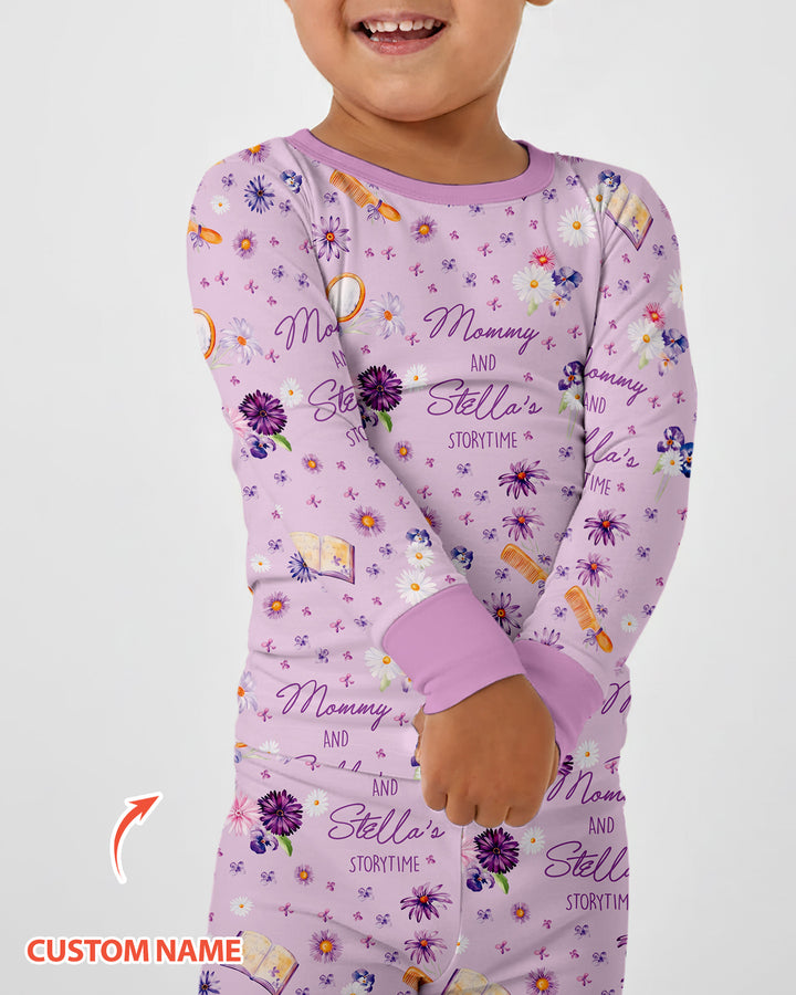 Mommy Daddy And Me Bedtime Story Family Matching Bamboo Two Piece Long Sleeve Pajama Set
