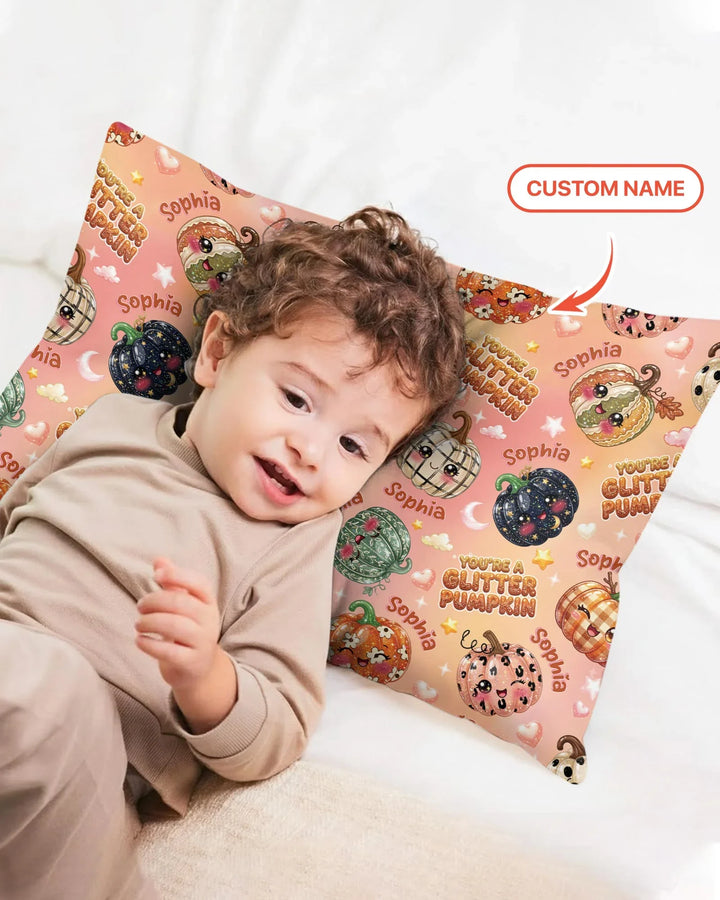 Custom Name You're A Glitter Pumpkin Bamboo Pillow Case
