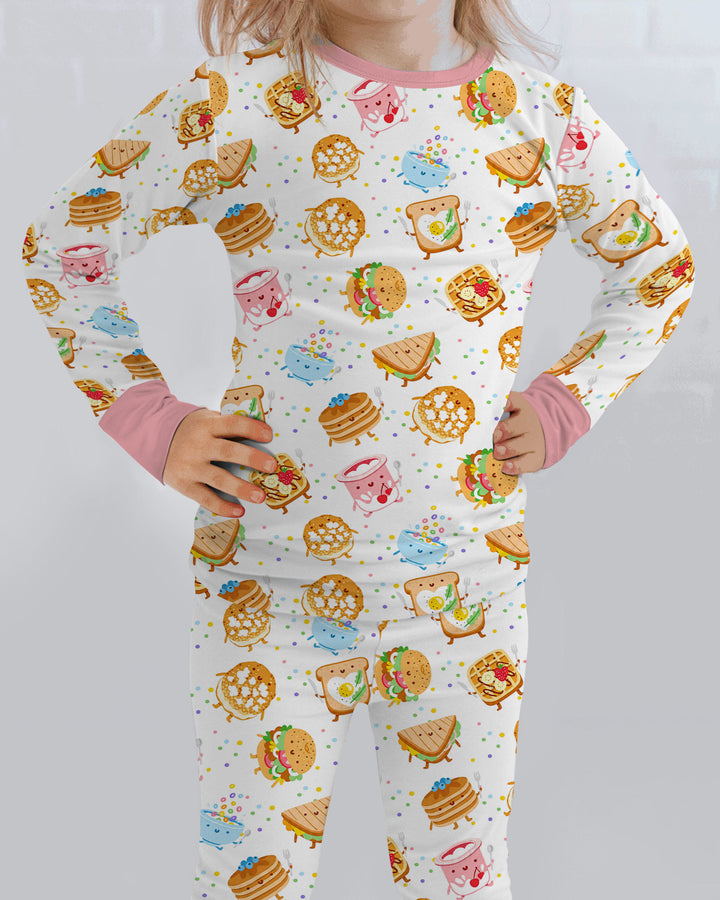 Breakfast Buddies Bamboo Two Piece Long Sleeve Pajama Set