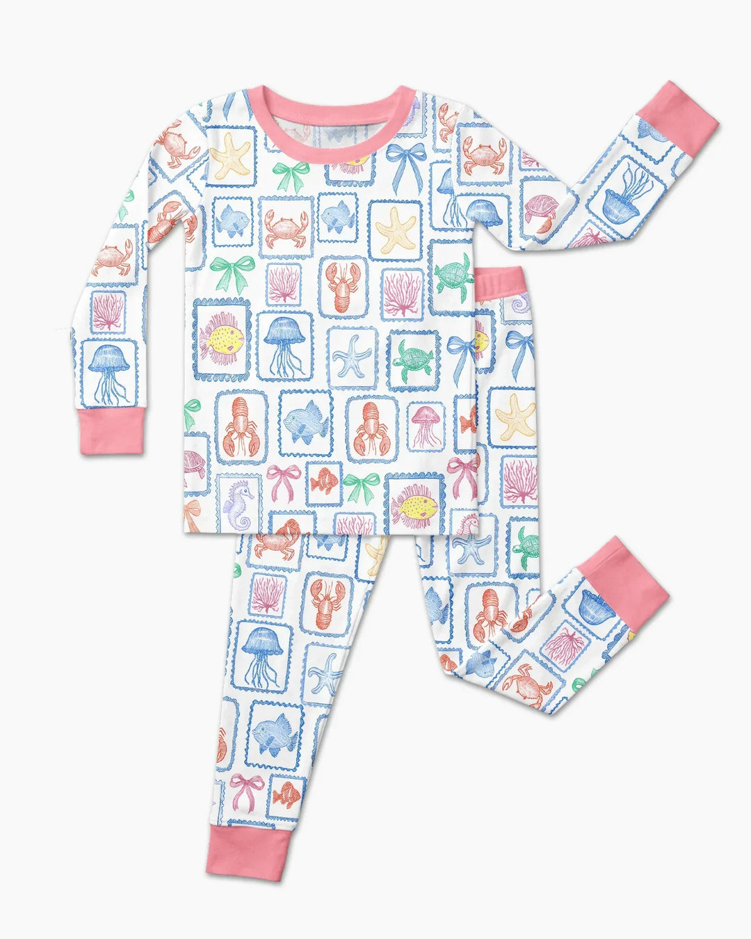 Coastal Treasures Family Matching Bamboo Two Piece Long Sleeve Pajama Set
