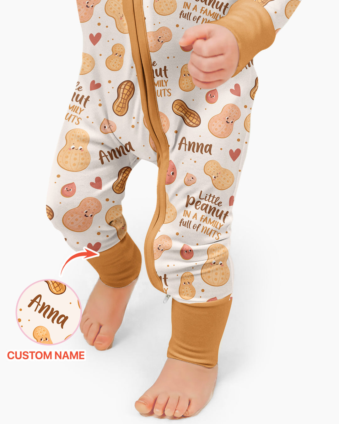 Custom Name Little Peanut In A Family Full Of Nuts Bamboo Convertible Zippy