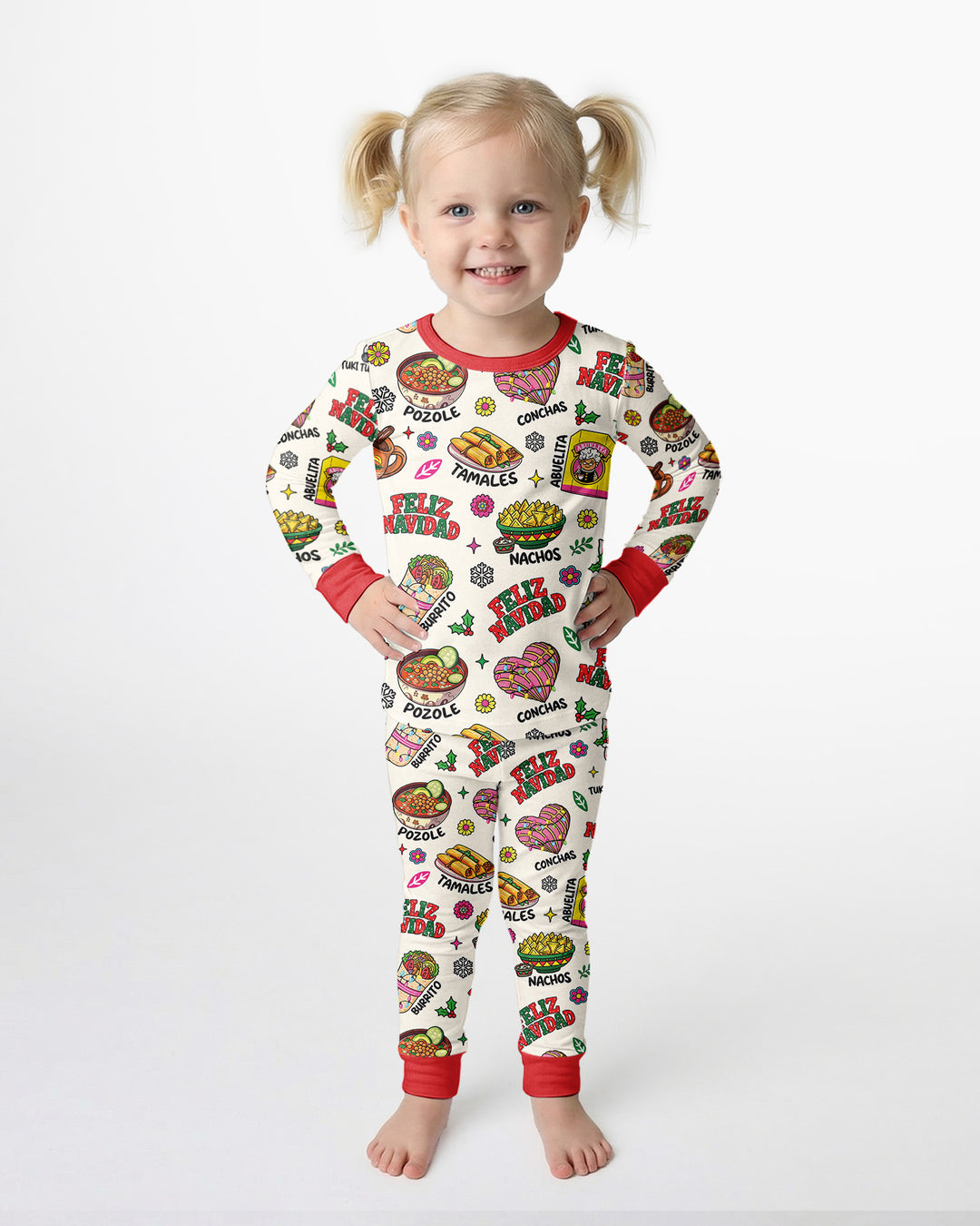 Mexican Christmas Feliz Navidad Bamboo Two Piece Long Sleeve Pajama Set