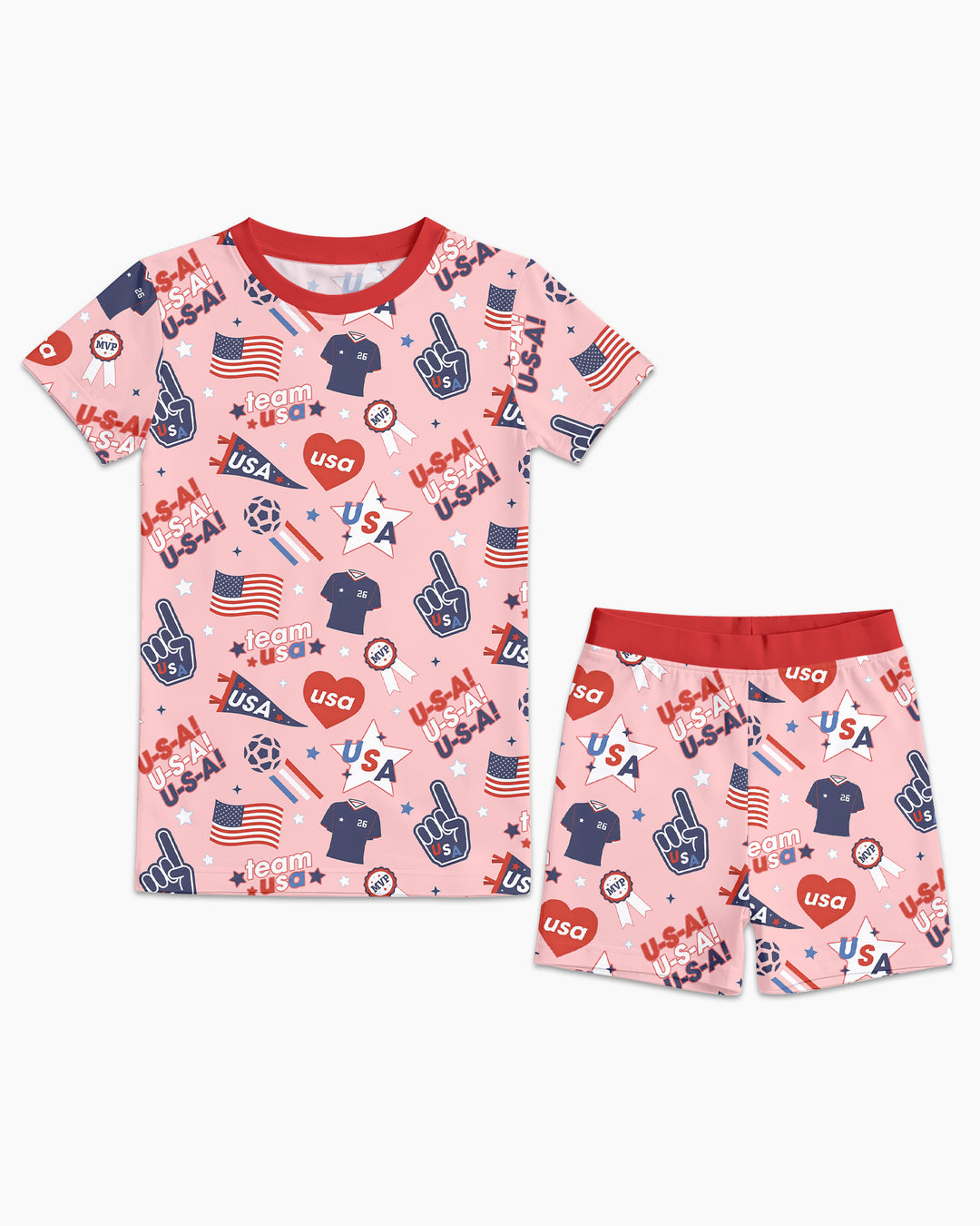 Soccer Party Team USA Bamboo Two Piece Short Sleeve Shorts Pajama Set