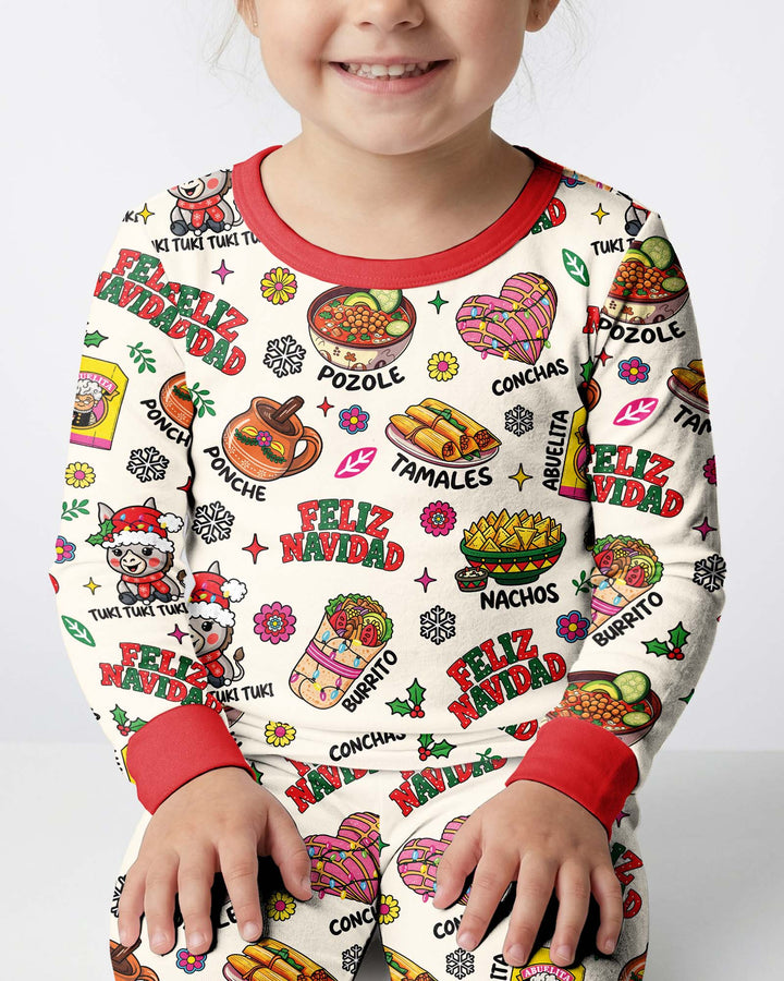 Mexican Christmas Feliz Navidad Bamboo Two Piece Long Sleeve Pajama Set