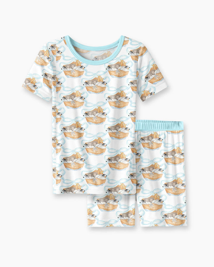 Noah's Ark Bamboo Two Piece Short Sleeve Shorts Pajama Set