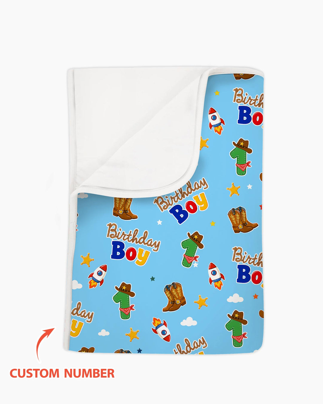 Custom Birthday Western Boy Bamboo Blanket