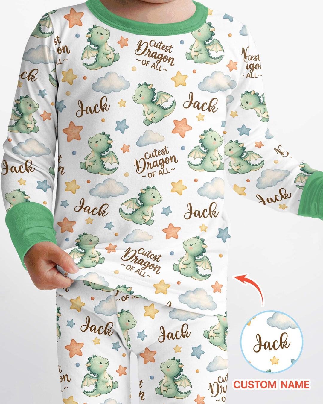 Custom Name Cutest Dragon Of All Bamboo Two Piece Long Sleeve Pajama Set
