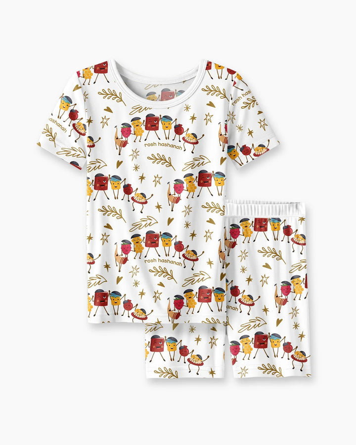 Let's Celebrate Rosh Hashanah Bamboo Two Piece Short Sleeve Shorts Pajama Set