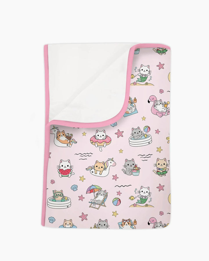 Kawaii Cats Summer Vacation Bamboo Blanket