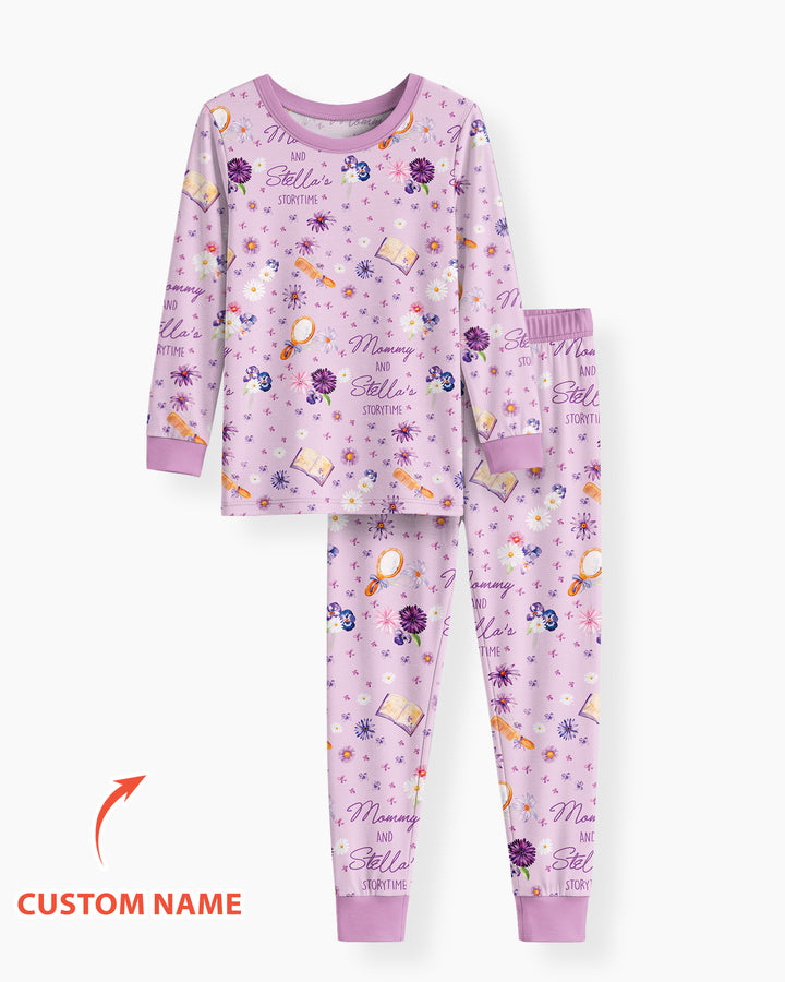 Mommy Daddy And Me Bedtime Story Family Matching Bamboo Two Piece Long Sleeve Pajama Set