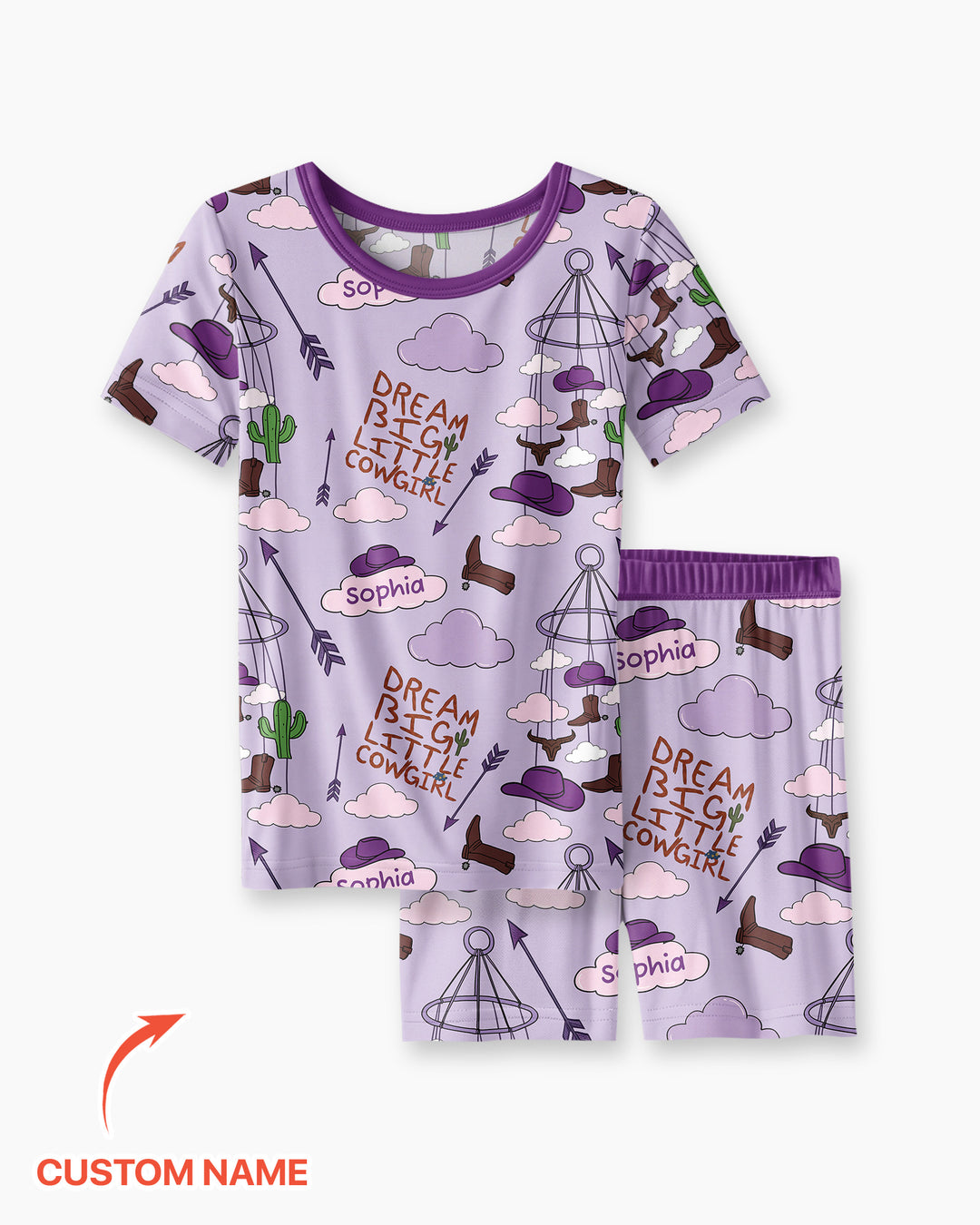 Litlle Cowboy Sis Bro Matching  Bamboo Two Piece Short Sleeve Shorts Pajama Set