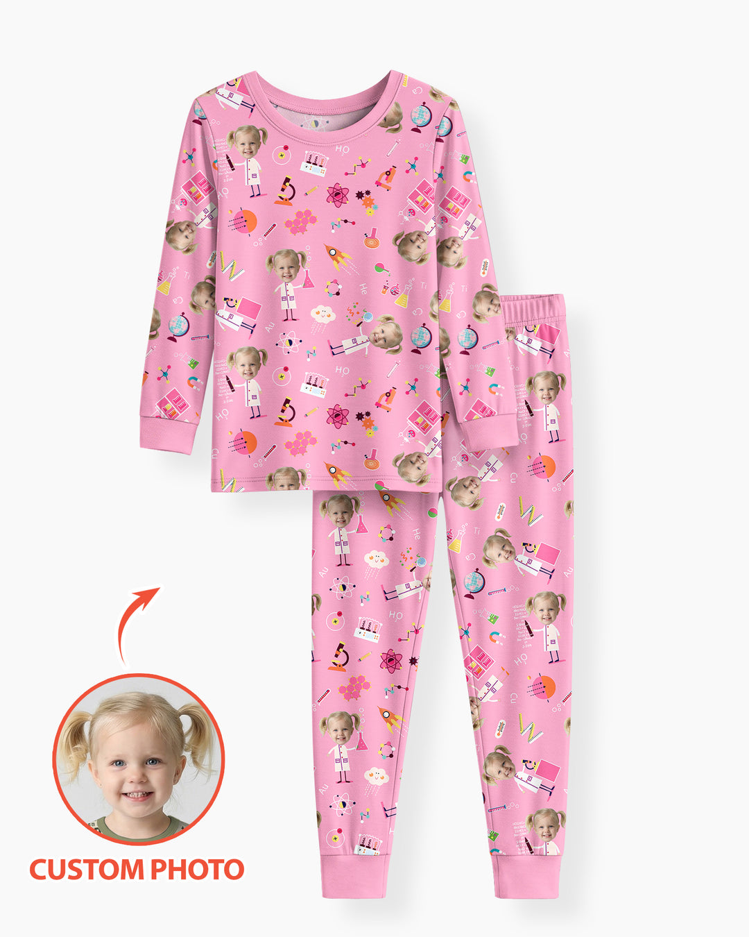 Custom Image Chemical Laboratory Bamboo Two Piece Long Sleeve Pajama Set