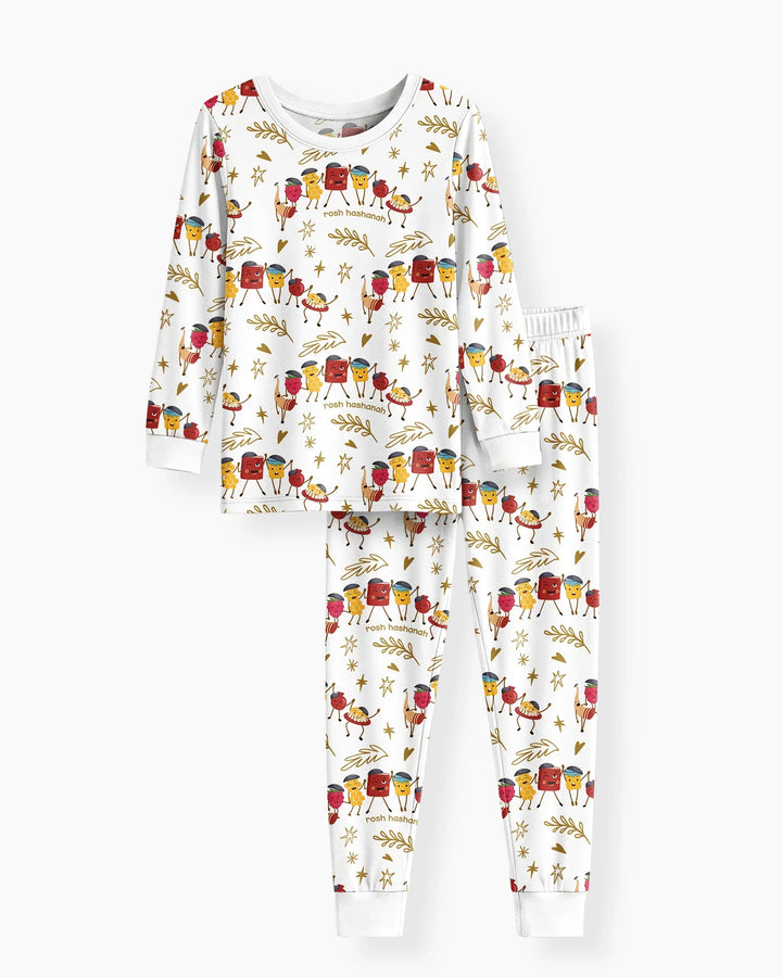 Let's Celebrate Rosh Hashanah Bamboo Two Piece Long Sleeve Pajama Set