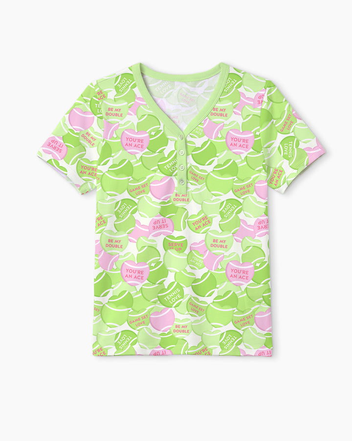 Tennis Candy Family Matching Bamboo Women Short Sleeve Short Pajama Set