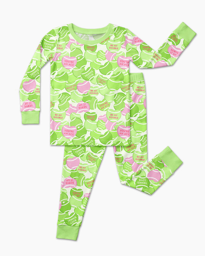 Tennis Candy Family Matching Bamboo Two Piece Long Sleeve Pajama Set