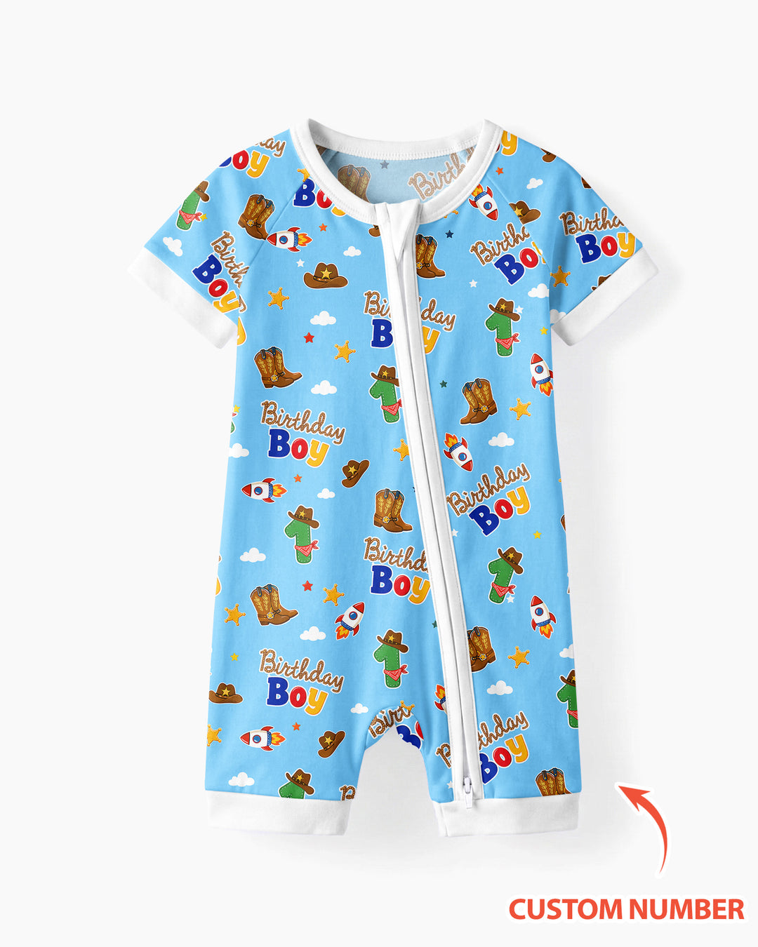 Custom Birthday Western Boy Bamboo Shorty Zippy