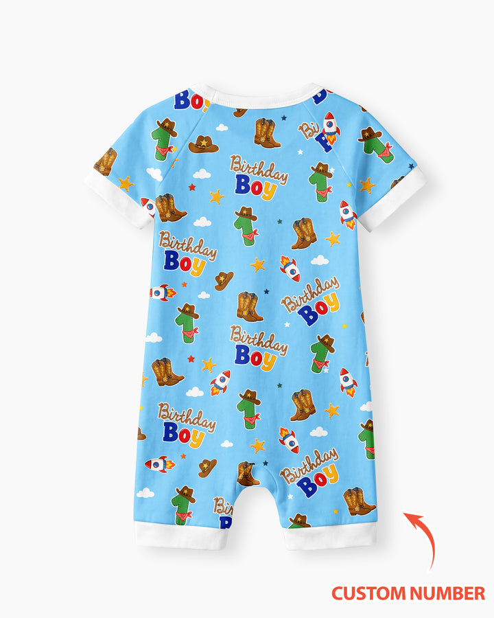 Custom Birthday Western Boy Bamboo Shorty Zippy