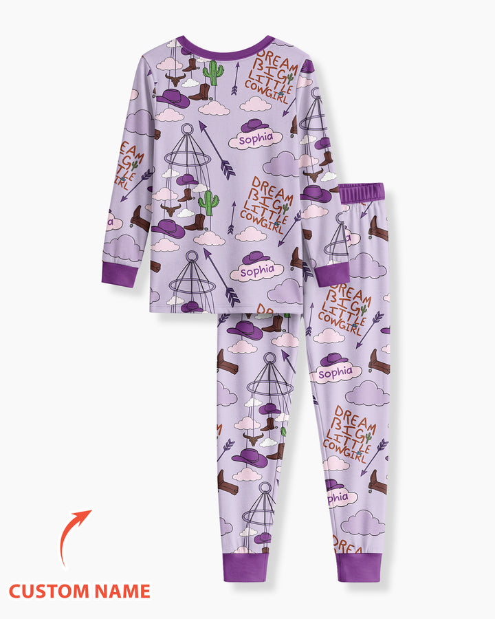 Litlle Cowboy Sis Bro Matching  Bamboo Two Piece Long Sleeve Pajama Set