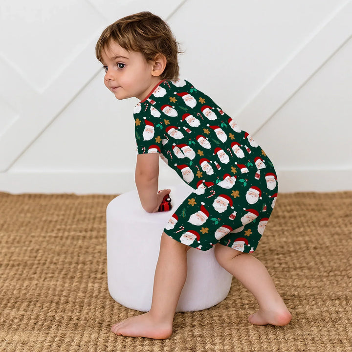 Christmas Sweet Santa Bamboo Two Piece Short Sleeve Shorts Pajama Set