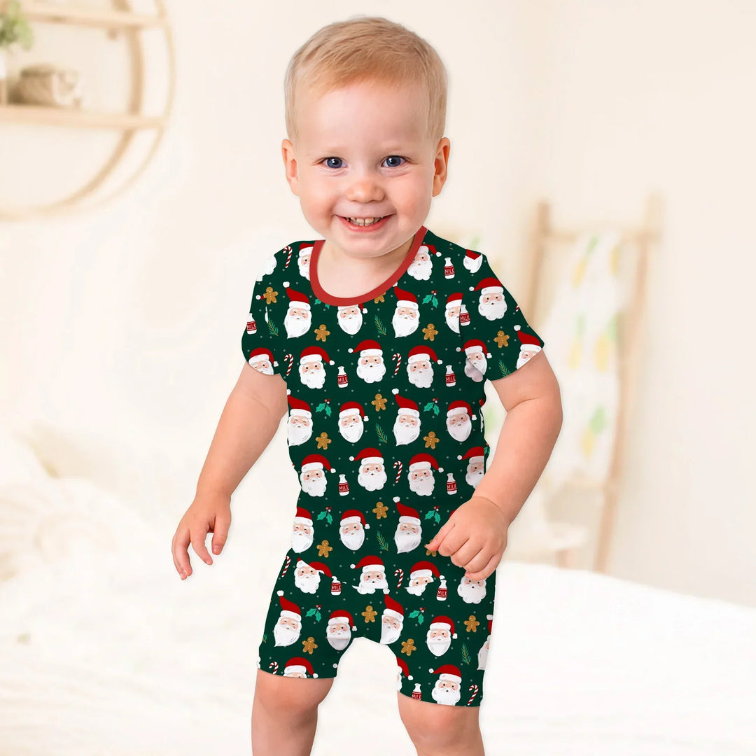 Christmas Sweet Santa Bamboo Two Piece Short Sleeve Shorts Pajama Set