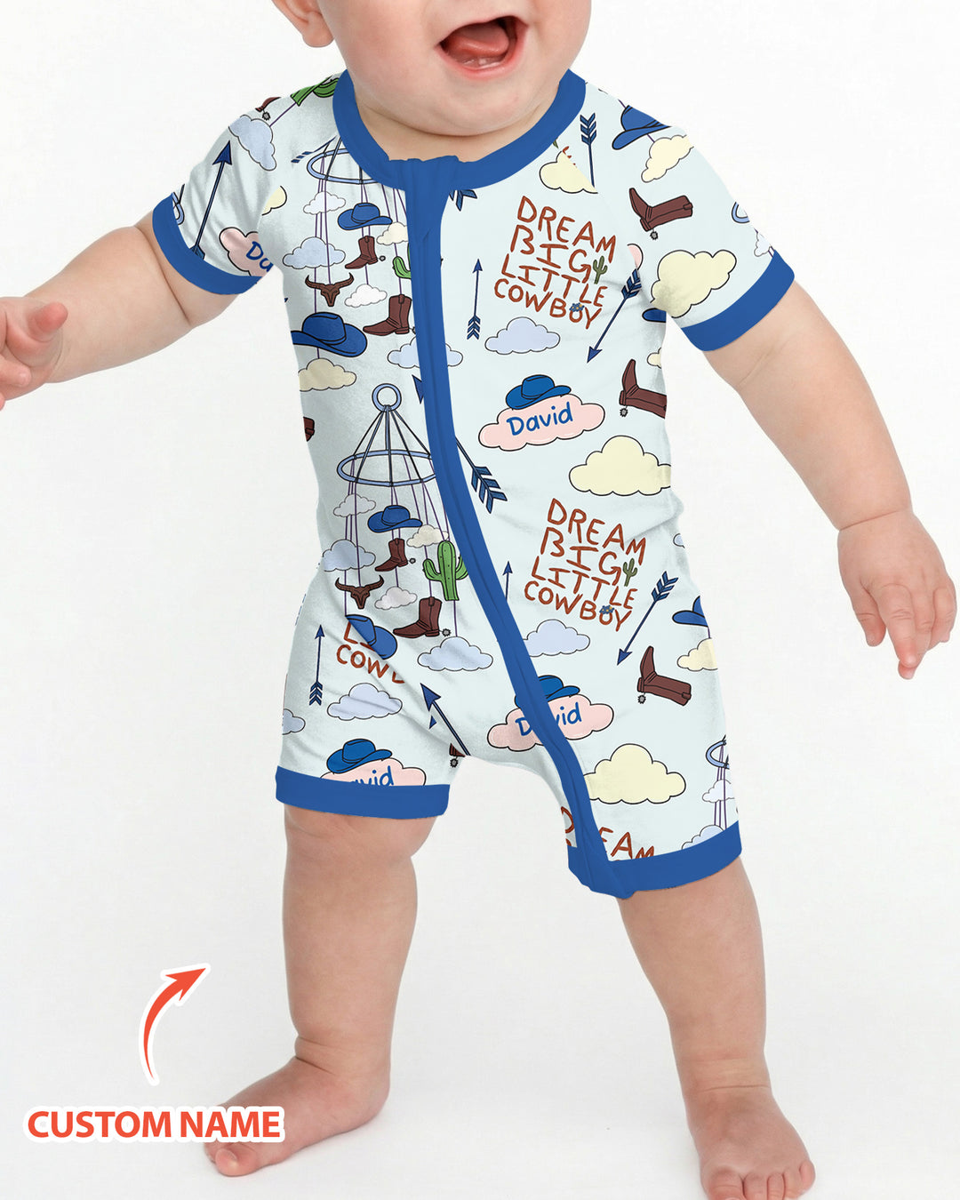 Litlle Cowboy Sis Bro Matching  Bamboo Shorty Zippy
