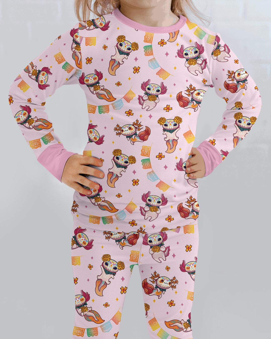 Axololt Día de los Muertos Bamboo Two Piece Long Sleeve Pajama Set