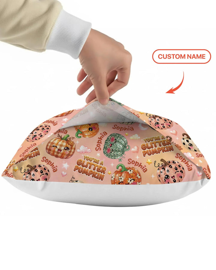 Custom Name You're A Glitter Pumpkin Bamboo Pillow Case
