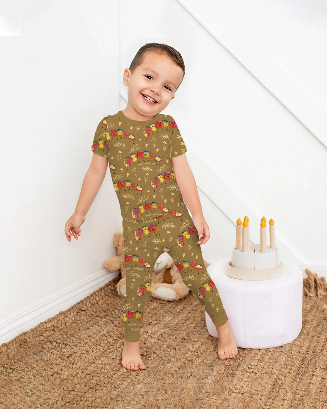 Let's Celebrate Rosh Hashanah Bamboo Two Piece Short Sleeve Pajama Set