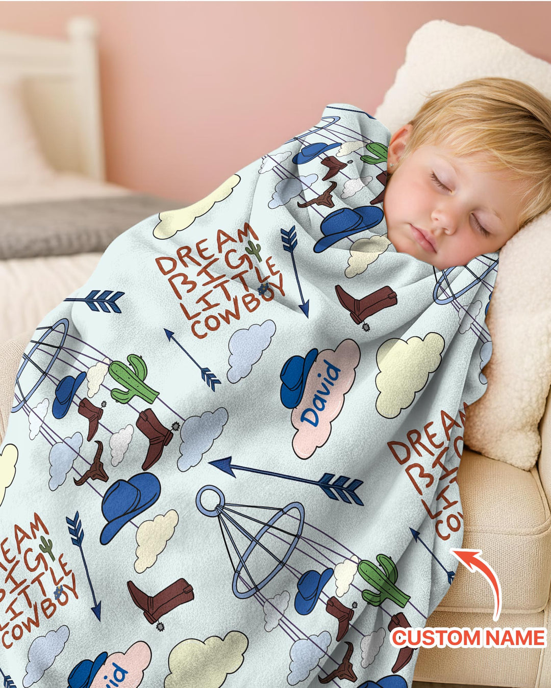 Litlle Cowboy Sis Bro Matching Bamboo Blanket