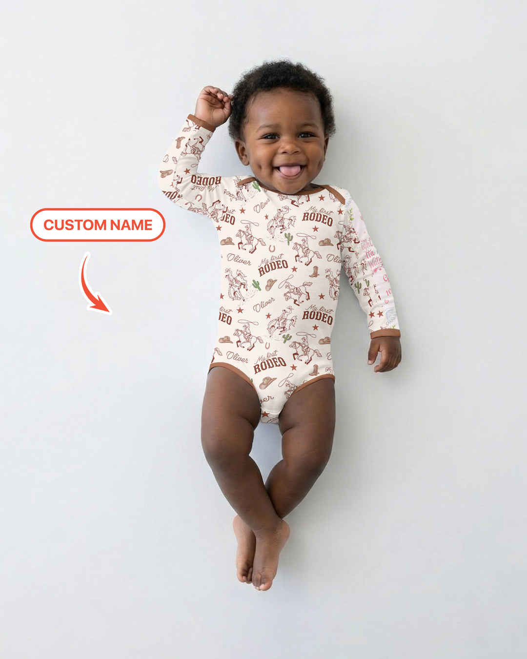 Custom Name First Rodeo Family Matching Bamboo Bodysuit