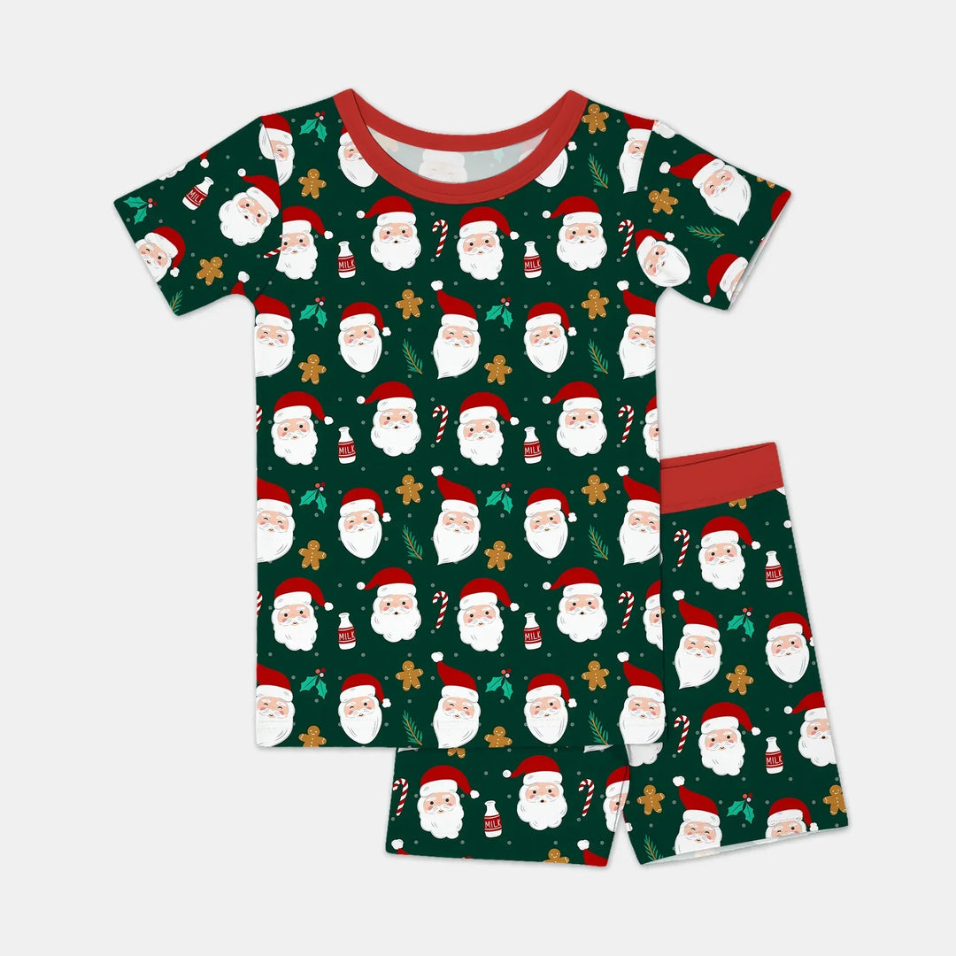 Christmas Sweet Santa Bamboo Two Piece Short Sleeve Shorts Pajama Set