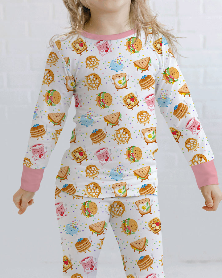 Breakfast Buddies Bamboo Two Piece Long Sleeve Pajama Set