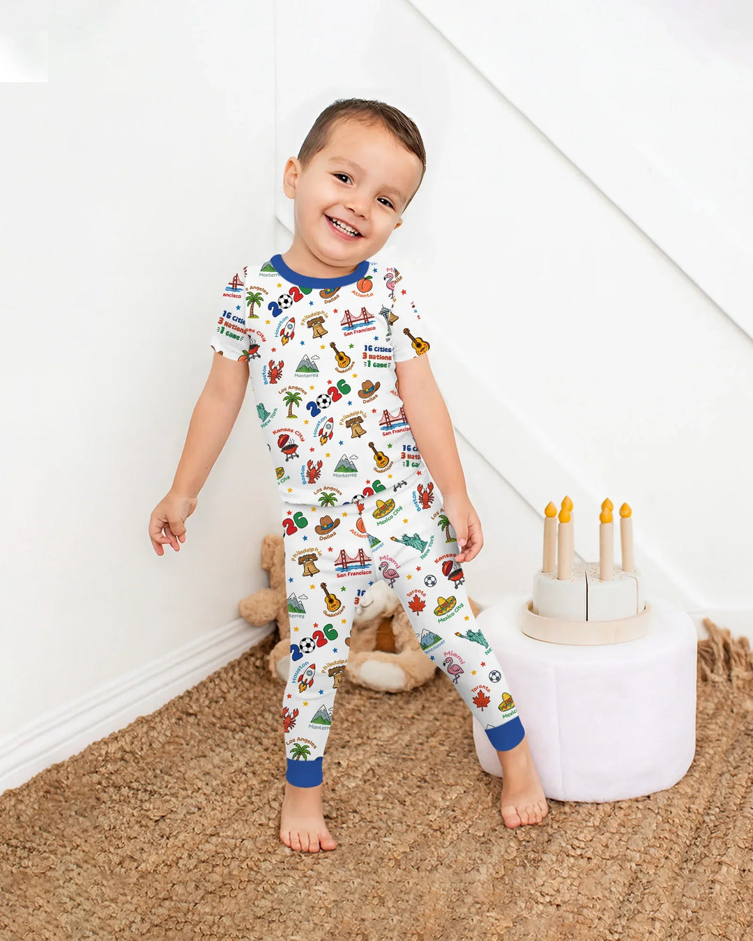Soccer Cup Host Cities 2026 Bamboo Two Piece Short Sleeve Pajama Set