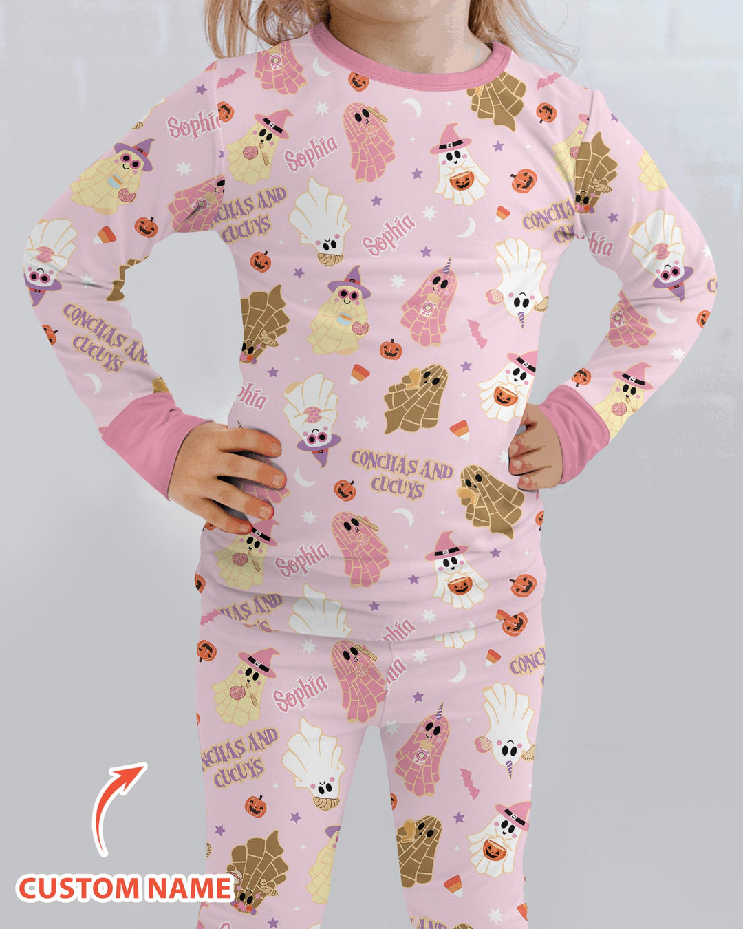 Pantasmas Mexican Halloween Custom Name Bamboo Two Piece Long Sleeve Pajama Set