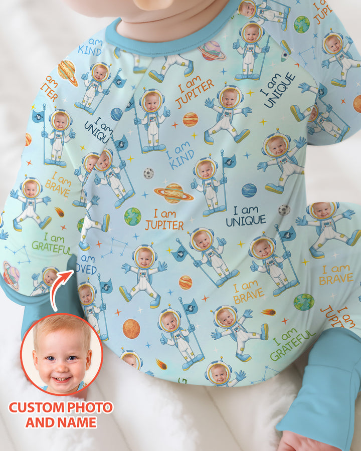 Custom Photo Kid Affirmations I Am Kind Astronaut Bamboo Convertible Zippy