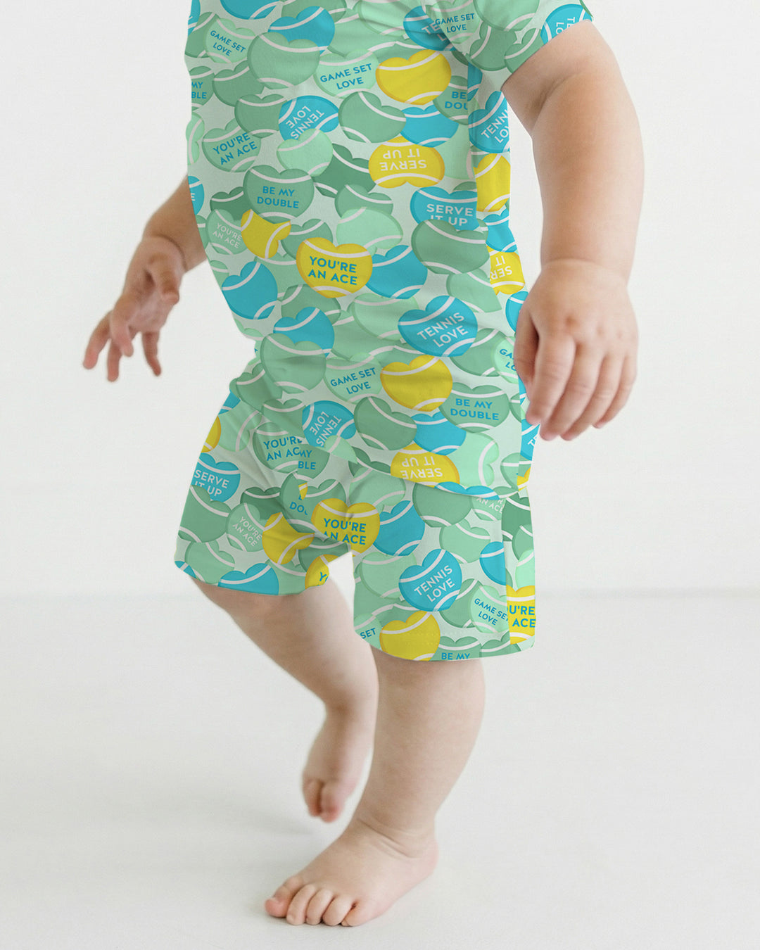 Tennis Candy Family Matching Bamboo Two Piece Short Sleeve Shorts Pajama Set