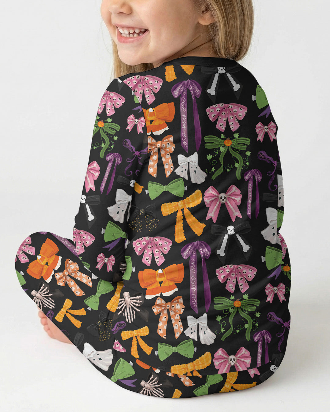 Halloween Coquette Bows Bamboo Two Piece Long Sleeve Pajama Set