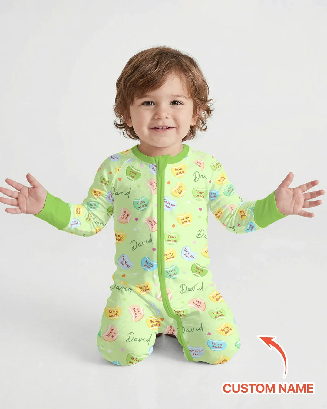 Custom Name Tennis Candy Hearts Bamboo Convertible Zippy