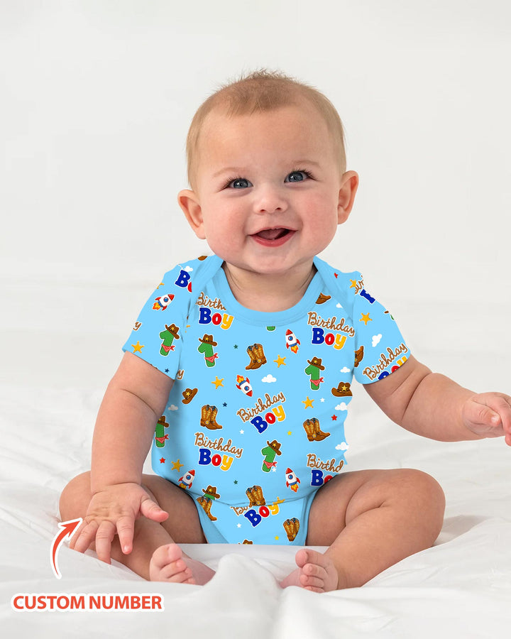 Custom Birthday Western Boy Bamboo Bodysuit