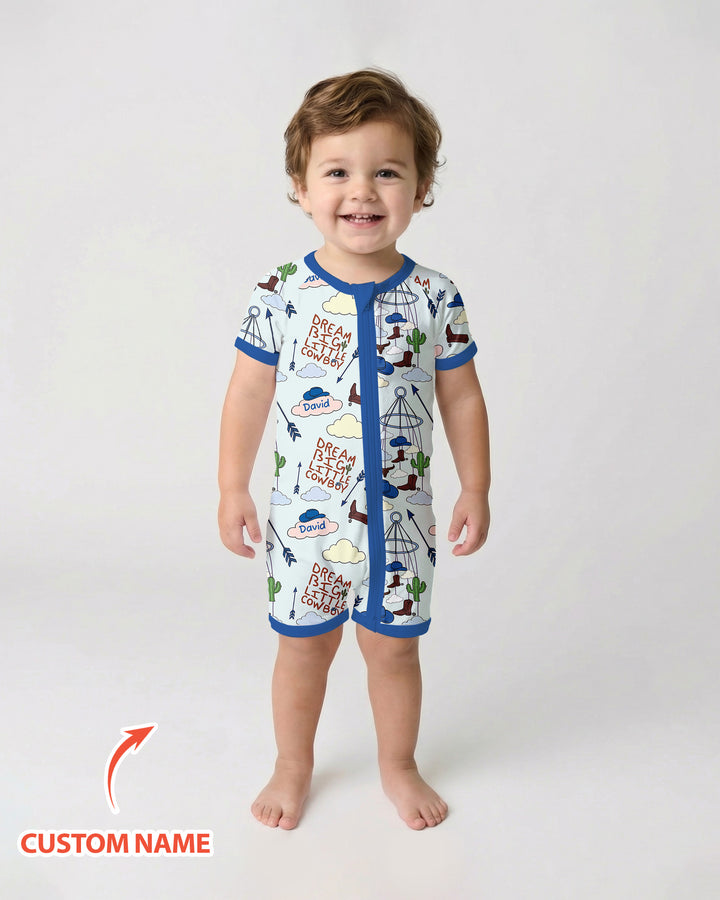Litlle Cowboy Sis Bro Matching  Bamboo Shorty Zippy