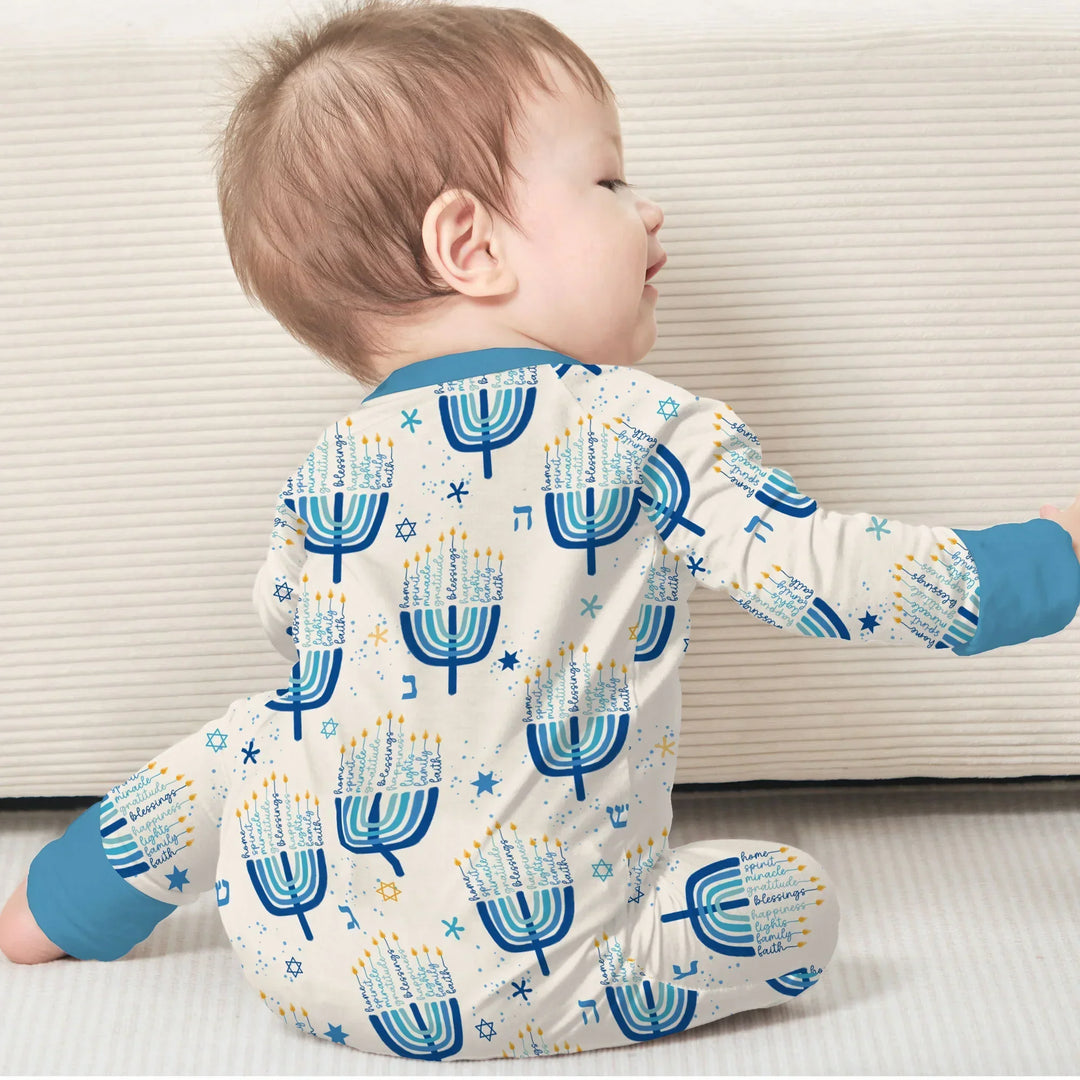 Hannukkah Menorah Family Matching Convertible Zippy , Hannukkah Menorah Family Matching Convertible Zippy - 0-3M / Girl