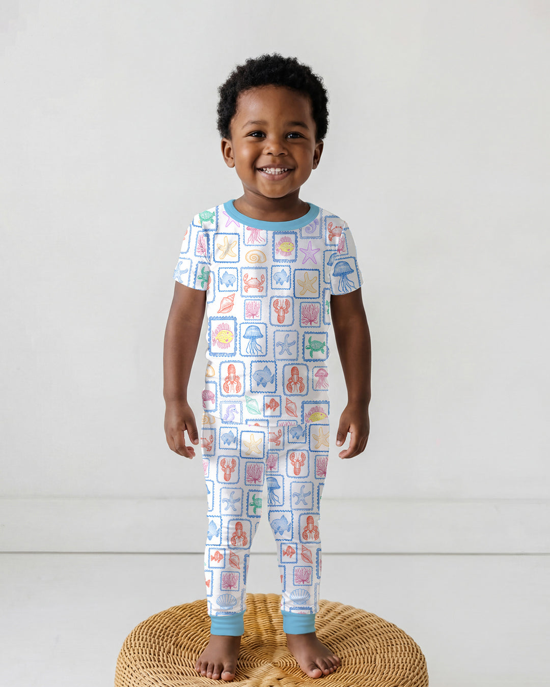 Coastal Treasures Family Matching Bamboo Two Piece Short Sleeve Pajama Set