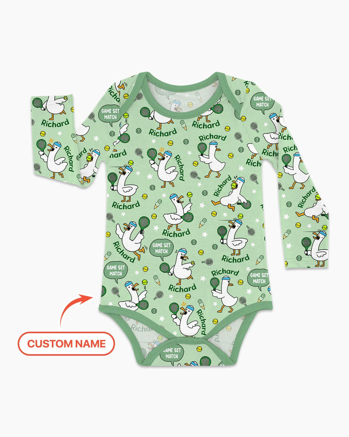 Silly Goose Playing Tennis Bamboo Bodysuit