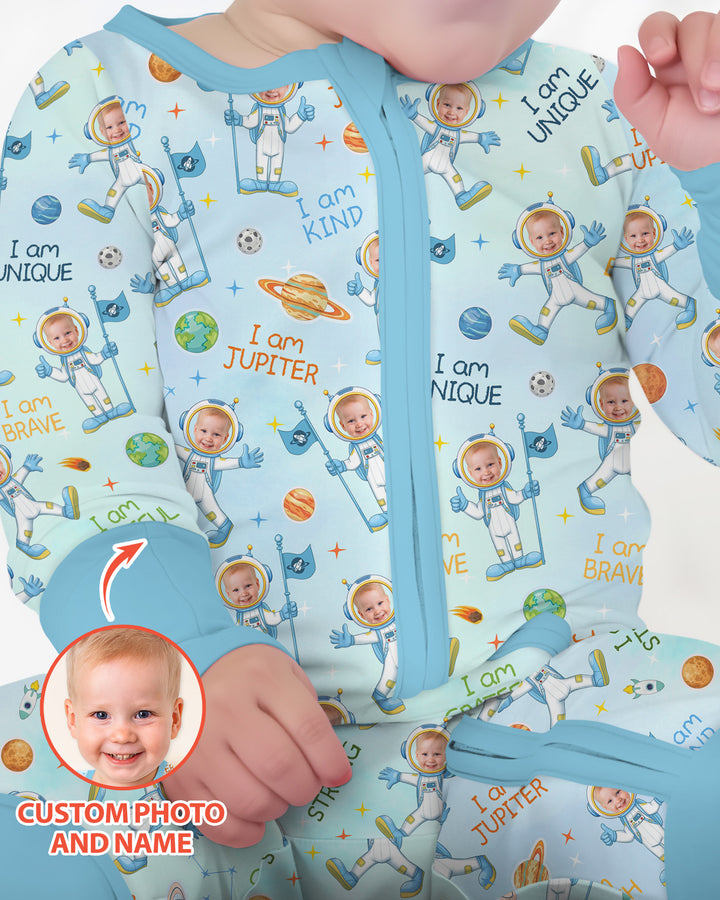 Custom Photo Kid Affirmations I Am Kind Astronaut Bamboo Convertible Zippy